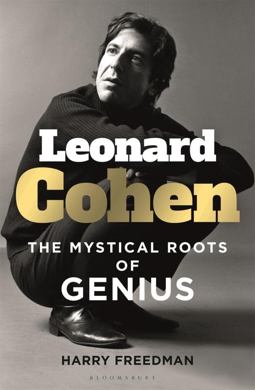 Leonard Cohen, white and black with some gilded text in the title