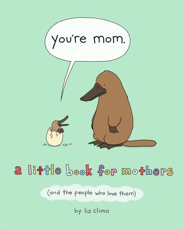 a baby platypus pokes their head out of an egg and tells an adult platypus "you're mom"