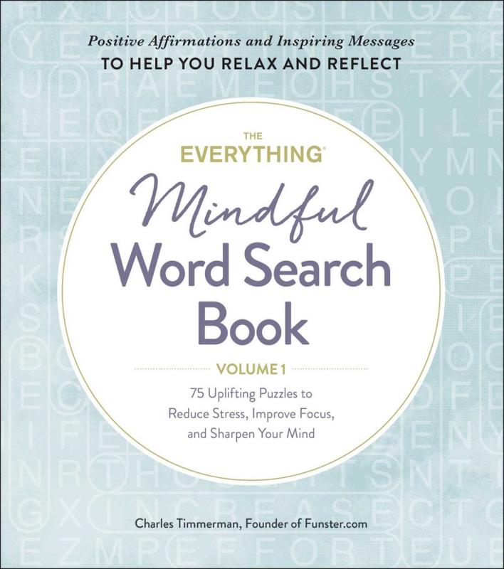 Cover with light blue background showing word search game