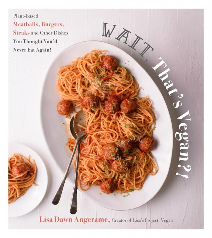 Cover with a photo of vegan spaghetti and meatballs