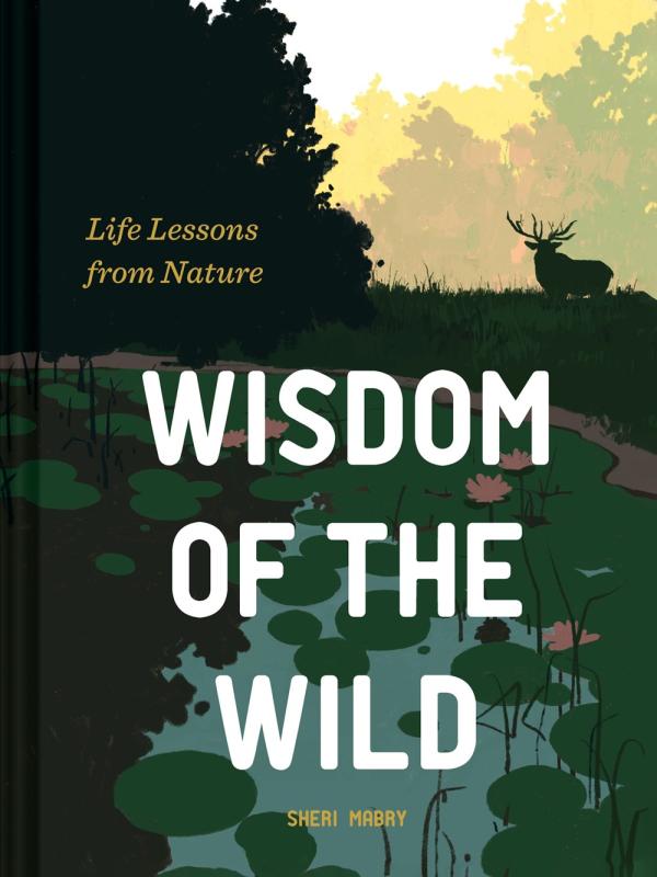 Book cover featuring illustrated nature scene of an elk near a woodland pond.