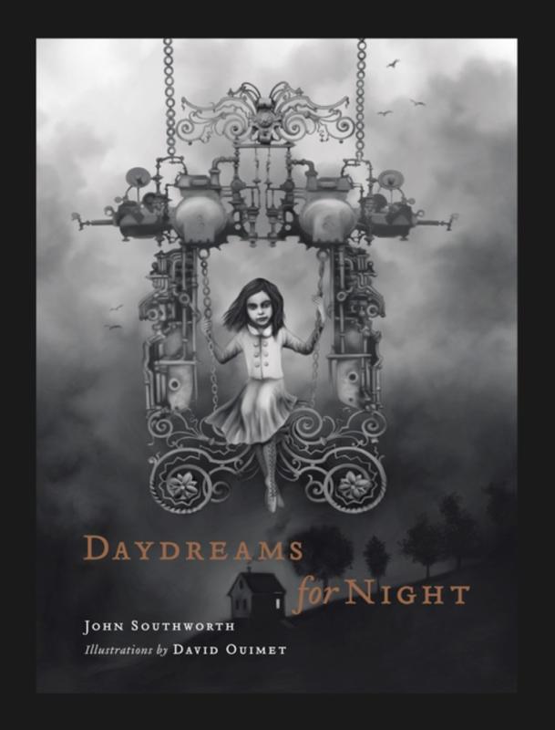 Book cover featuring eerie black and white illustration of a child on an ornate swing.