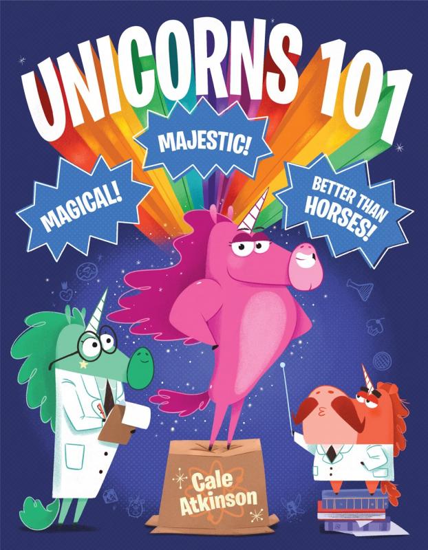 Cover with drawings of unicorns