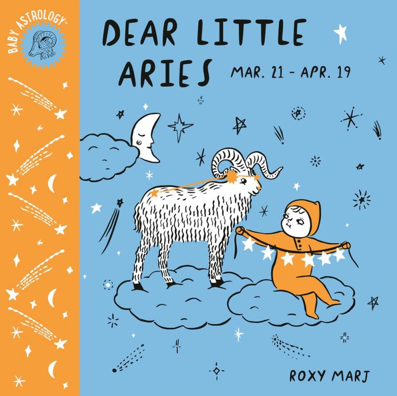 Cover with drawing of a baby with the constellation Ares