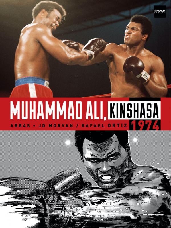 Cover with a photograph and a drawing of the Ali-Foreman boxing match