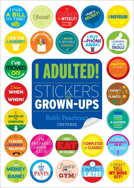 Several of the various stickers are seen on the cover.