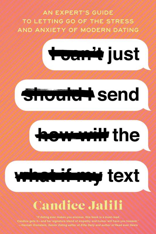 Texts bubbles with the title and a peach colored background 