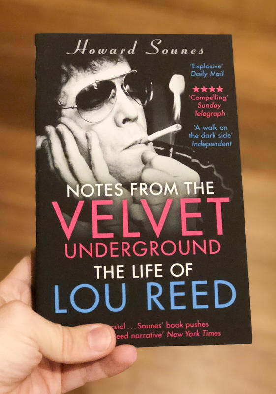 Cover of Notes from the Velvet Underground, which has an image of Lou Reed in aviators smoking above the title of the book