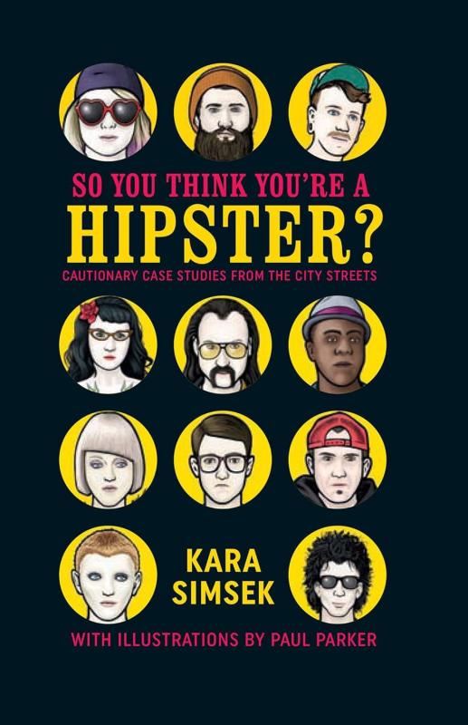 black cover with circular portraits of many different hipster types.