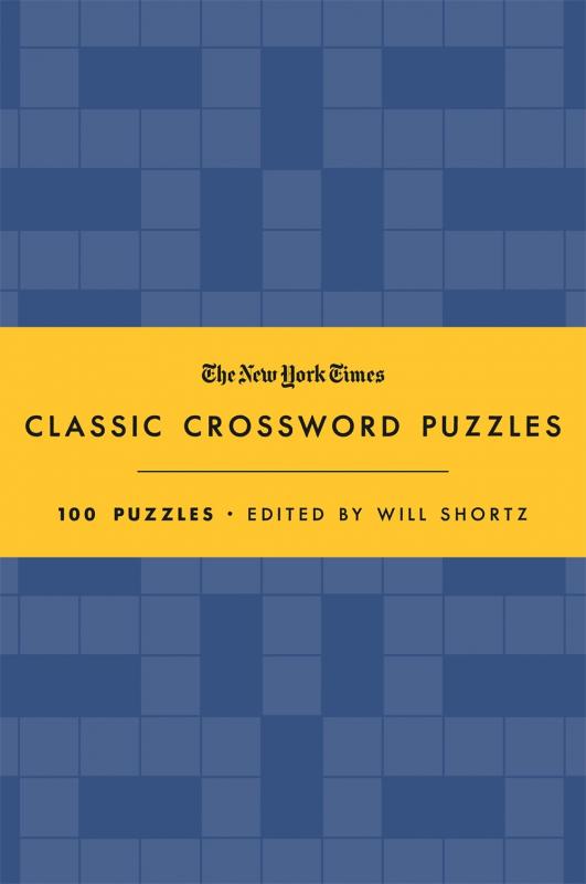 a crossword puzzle with a semi transparent blue layer superimposed and the title text in a yellow band across the middle