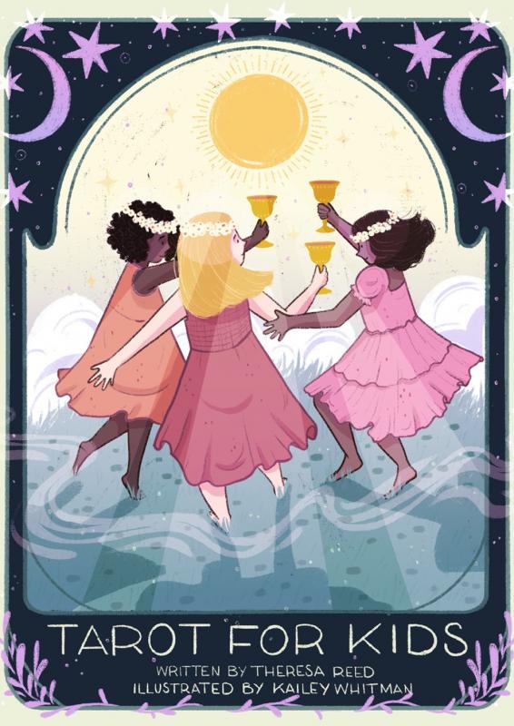 three kids dance around a sun