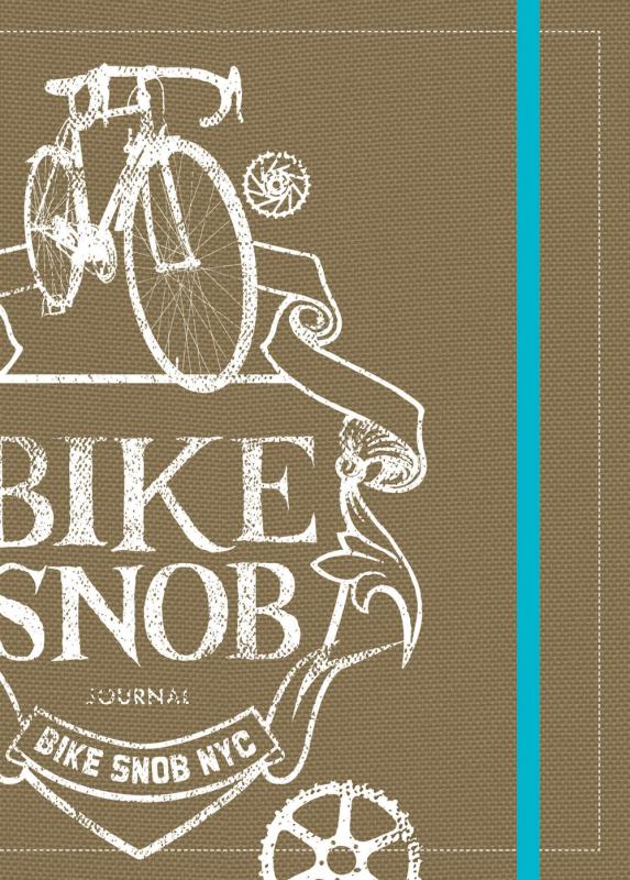 brown cover with white text and illustration of bicycle with green elastic band