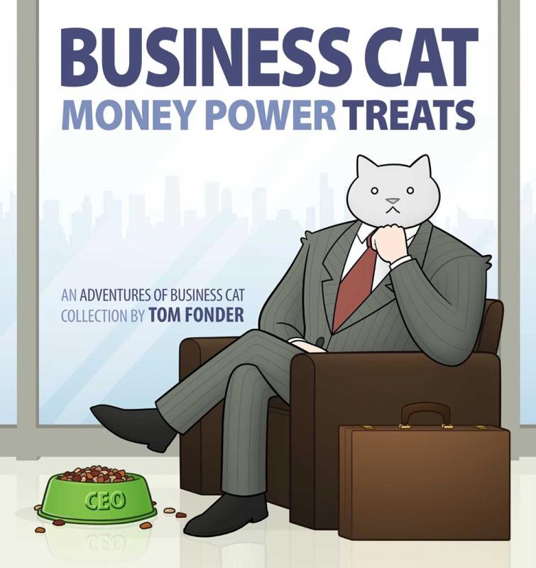 A cat businessman looks disdainfully at you.