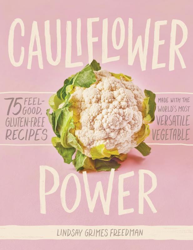 pink cover featuring a big piece of cauliflower