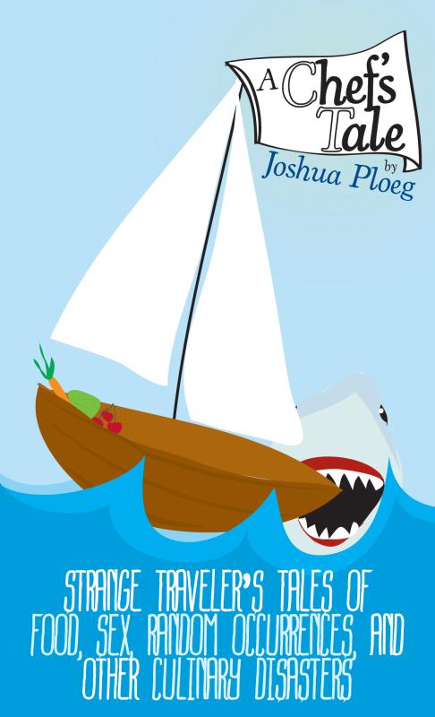 A zine with a shark taking a bite out of a small sailboat on the cover