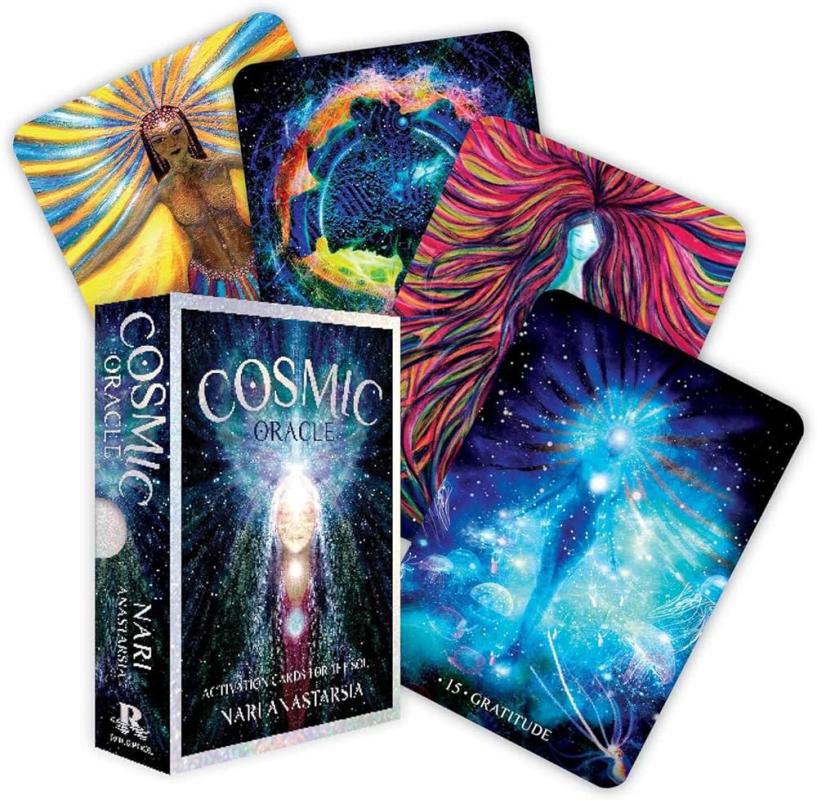 Box featuring the image of a light particles emanating from a head, featuring cards of the same aesthetic, with lines and particles emerging from human-like figures' heads