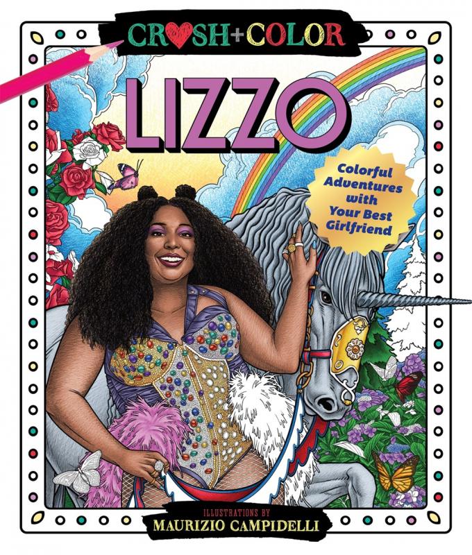 an illustration of Lizzo petting a unicorn