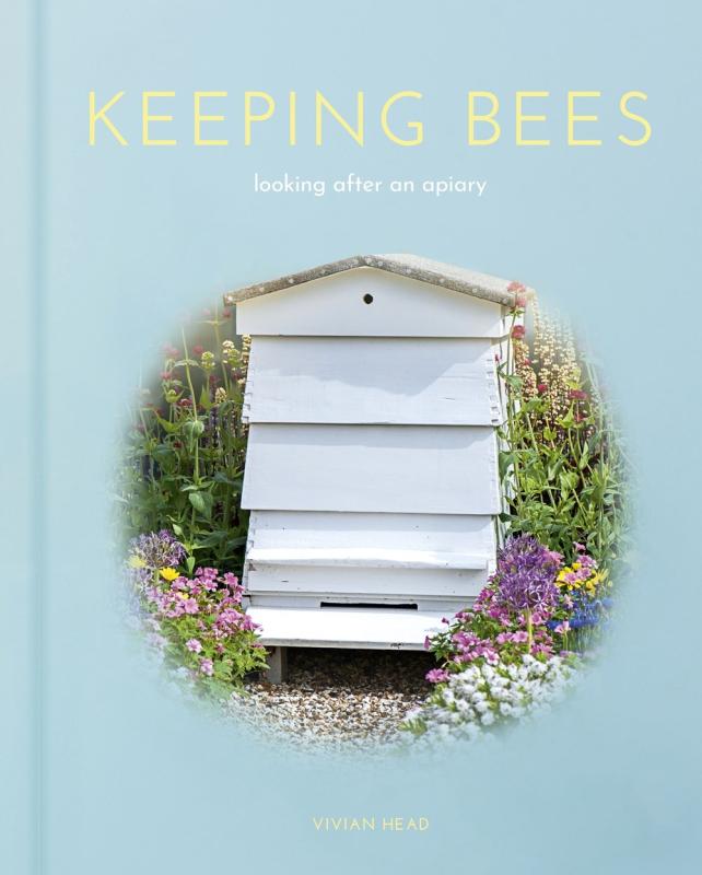 a photo of an apiary, on a blue background 