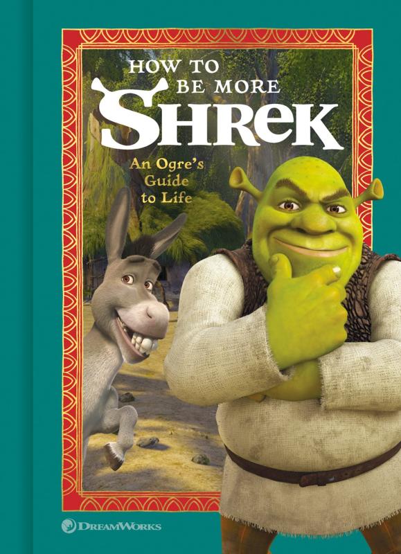 shrek and donkey over swamp with skeuomorphic border gilding 