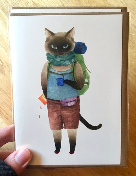 Furcoats and Backpacks greeting card (Jack—cheetos)