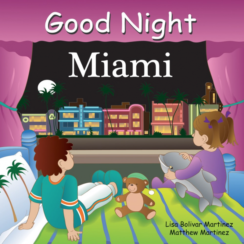 two kids gaze out upon the miami strip at night from their twin beds