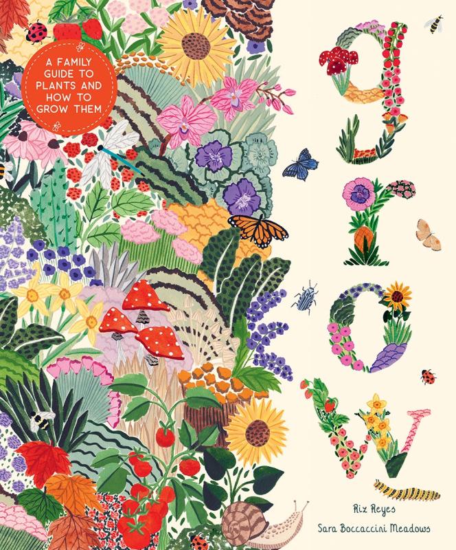 Book cover adorned by brightly colored illustrations of plants. flowers, and fungi, with flowers spelling out the title text. 