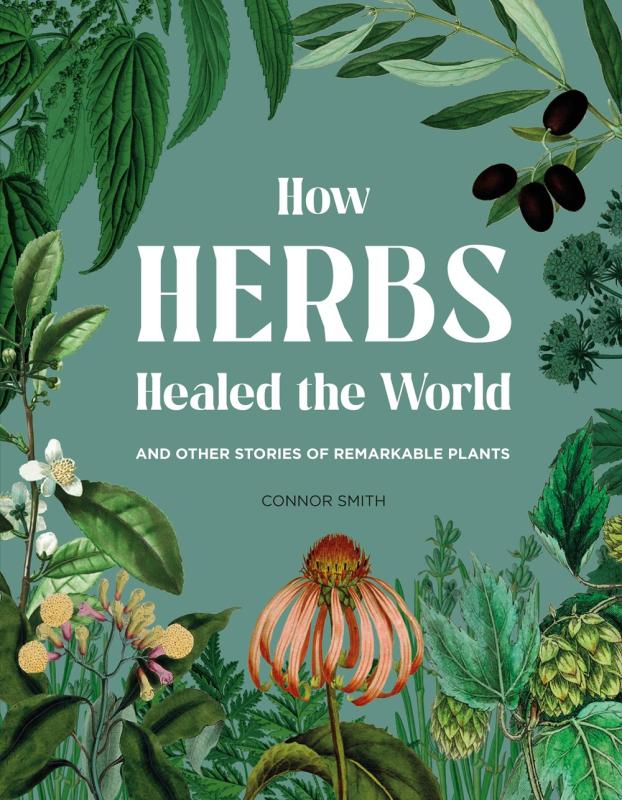 Green book cover featuring illustrations of popular herbs.