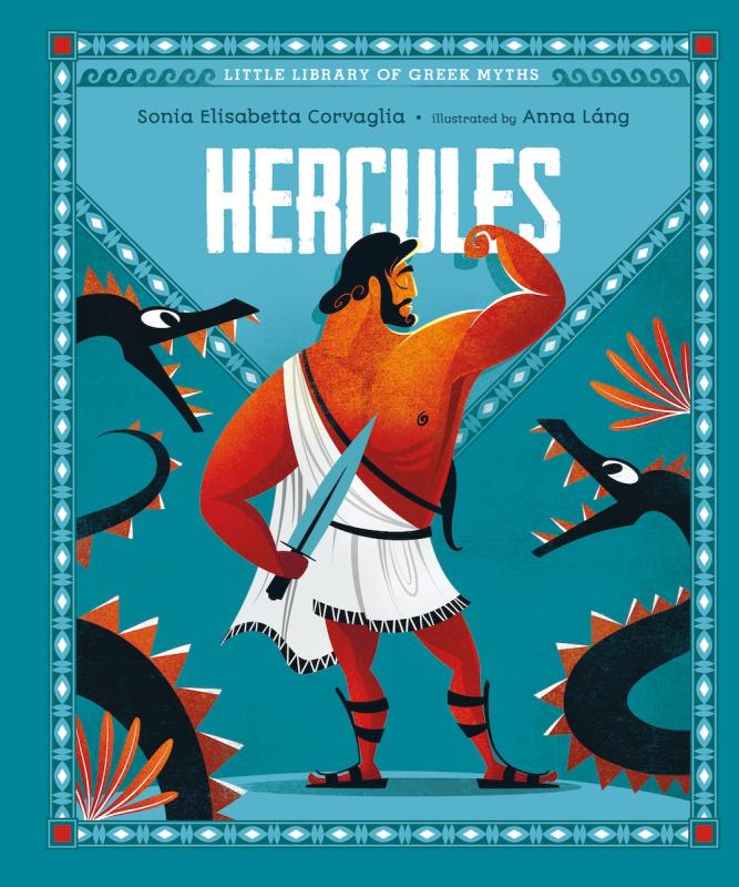 illustration of Hercules flexing muscles with white text