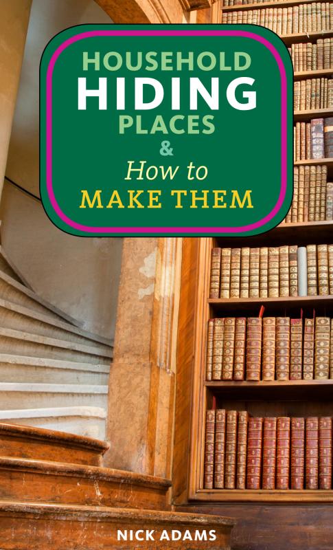 Zine cover featuring photograph of winding staircase positioned behind an old bookshelf.