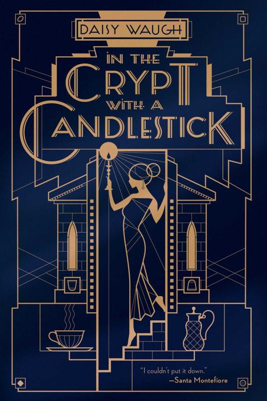 Art deco illustration of a woman holding an eponymous candlestick whilst descending into the titular crypt.