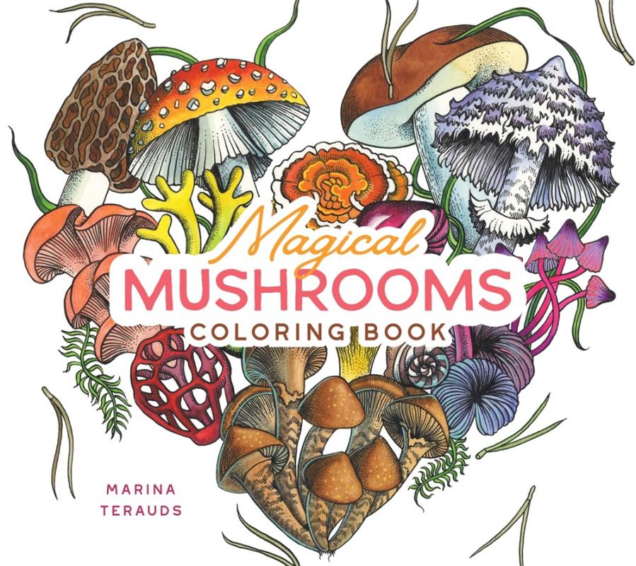 illustrated mushrooms in the shape of a heart