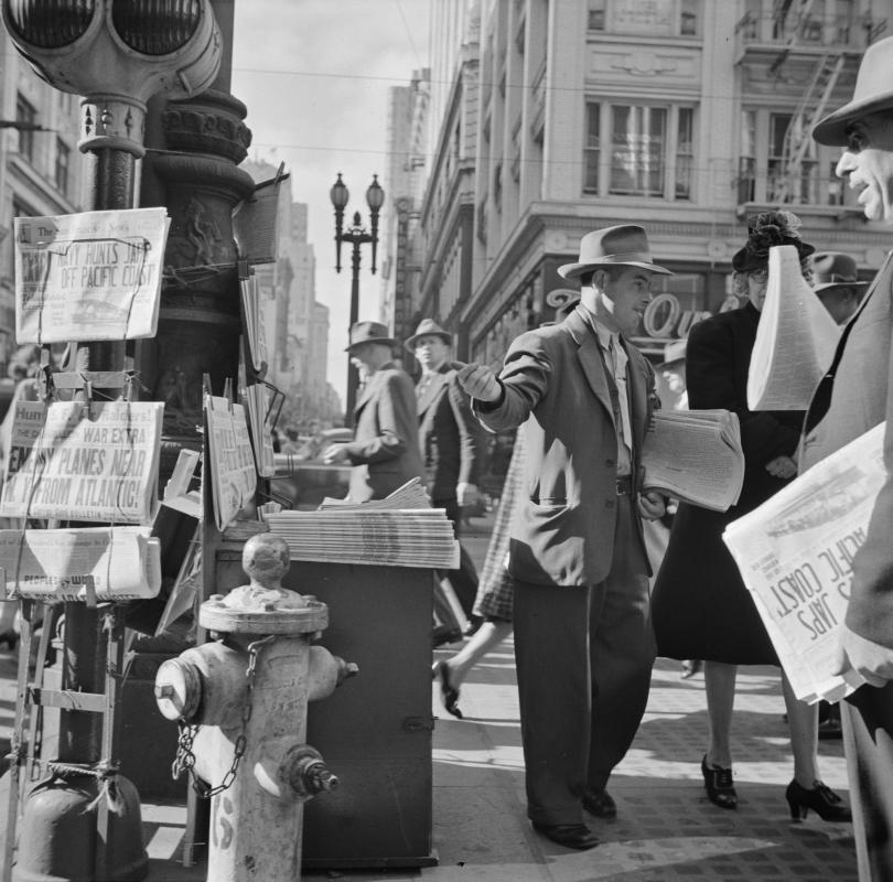 an old-fashioned newsstand