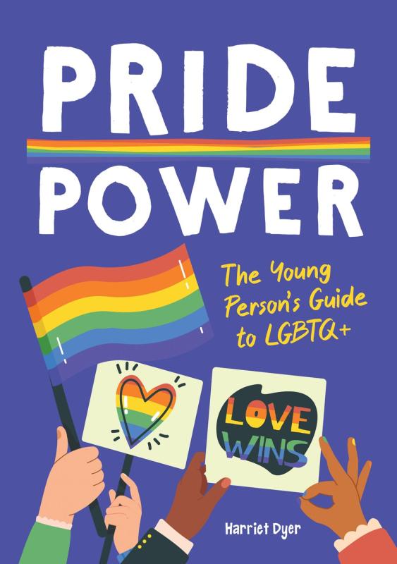 Purple book cover with bold white title text and colorful Pride illustrations.