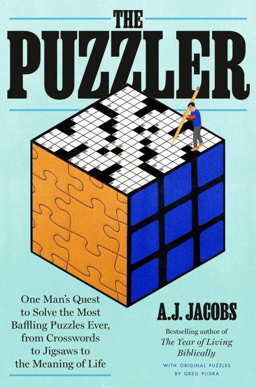 blue cover with black text with puzzle cube