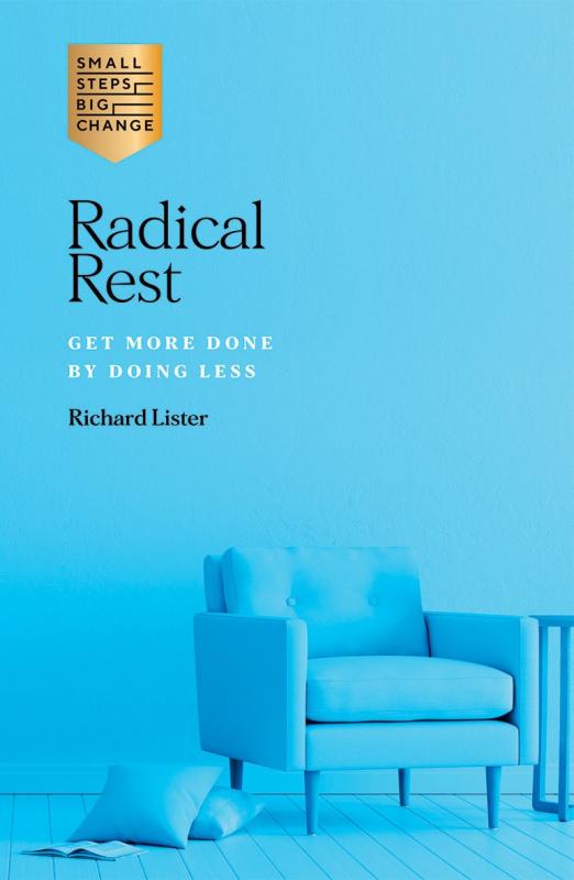 blue cover with chair with black text