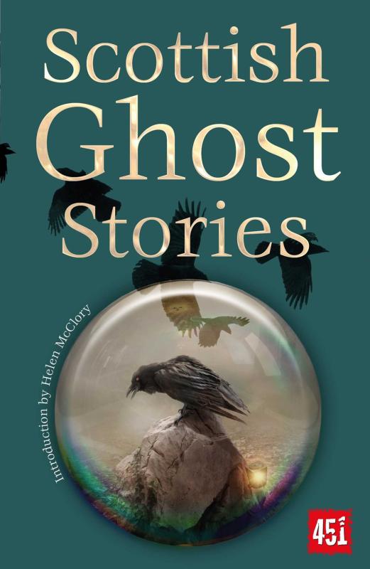 Raven in a scrying ball over a green background with the image of silhouettes of crows flying across the cover