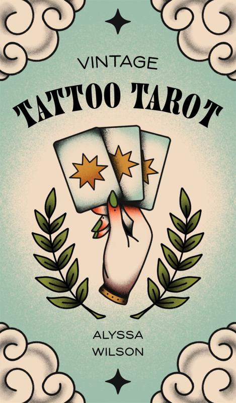 Book cover in the style of vintage tattoo art in muted colors.