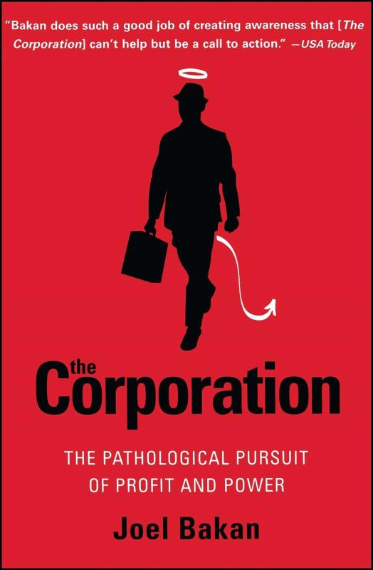 Red cover with a black title and a silhouette of  a business man. He has both a white halo and a white devil tail.