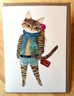 Furcoats and Backpacks greeting card (Travis—cigar case guitar)