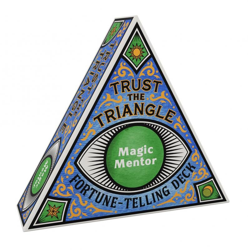 a triangle with an all seeing eye on it with the words 'magic mentor' in place of the pupil