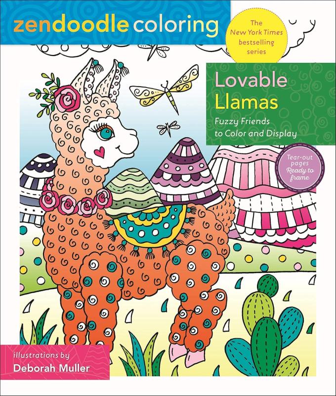 white cover with colorful illustration of a llama with yellow and white text inside a green box